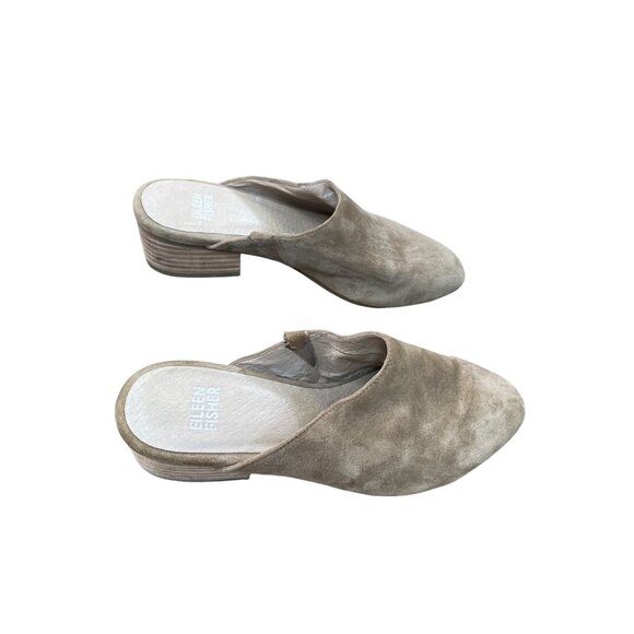 Eileen Fisher Womens Tan Suede Block Mules Shoes Size 5 SKU 8843 - Picture 4 of 14